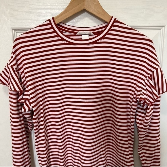 h&m Women Stripe Long Sleeve Ruffle Drop Blouse/Top- Size S - Picture 3 of 8